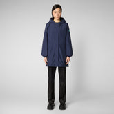 Women's Fleur Hooded Raincoat in Navy Blue - WIND Collection | Save The Duck