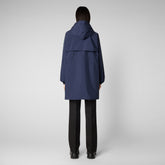 Women's Fleur Hooded Raincoat in Navy Blue - WIND Collection | Save The Duck