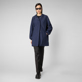 Women's Fleur Hooded Raincoat in Navy Blue | Save The Duck
