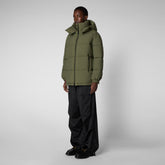 Women's Aida Puffer Coat with Detachable Hood in Sherwood Green - Women's Icons Collection | Save The Duck