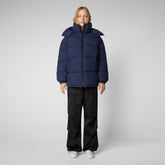 Women's Aida Puffer Coat with Detachable Hood in Navy Blue - New Arrivals | Save The Duck