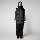 Women's Dalea Puffer Coat with Faux Fur Collar in Black | Save The Duck