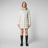 Women's Dalea Puffer Coat with Faux Fur Collar in Rainy Beige - Athleisure Woman | Save The Duck