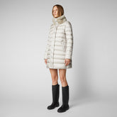 Women's Dalea Puffer Coat with Faux Fur Collar in Rainy Beige - Athleisure Woman | Save The Duck