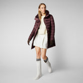 Women's Dalea Puffer Coat with Faux Fur Collar in Burgundy Black - Women's Collection | Save The Duck