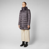 Women's Dalea Puffer Coat with Faux Fur Collar in Purple Smoke - Women's Collection | Save The Duck