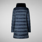 Women's Animal free Puffer Coat Dalea with Faux Fur Collar in Night Blue | Save The Duck