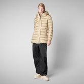 Woman's Drimia Hooded Puffer Coat in Wood Beige - Women's Icons | Save The Duck