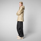 Woman's Drimia Hooded Puffer Coat in Wood Beige | Save The Duck