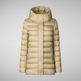 Woman's Drimia Hooded Puffer Coat in Wood Beige | Save The Duck