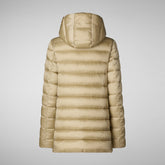 Woman's Drimia Hooded Puffer Coat in Wood Beige | Save The Duck