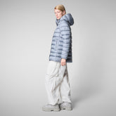 Woman's Drimia Hooded Puffer Coat in Blue Fog | Save The Duck