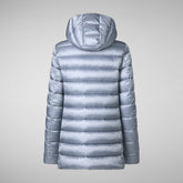 Woman's Drimia Hooded Puffer Coat in Blue Fog | Save The Duck