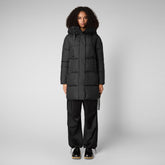 Women's Erin Hooded Puffer Coat in Black - The Love Recycle Collection by SaveTheDuck | Save The Duck