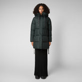 Women's Erin Hooded Puffer Coat in Green Black - Women's Recycled | Save The Duck
