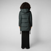 Women's Erin Hooded Puffer Coat in Green Black - RECY Collection | Save The Duck