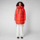Women's Erin Hooded Puffer Coat in Poppy Red | Save The Duck