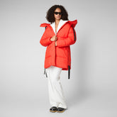 Women's Erin Hooded Puffer Coat in Poppy Red - Women's Eco Warrier Guide | Save The Duck