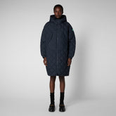 Women's Valerian Puffer Coat in Blue Black - The Love Recycle Collection by SaveTheDuck | Save The Duck