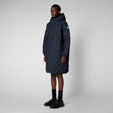 Women's Valerian Puffer Coat in Blue Black - RECY Collection | Save The Duck