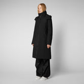 Manteau Alkinia à capuche amovible pour femme en noir | Sauvez le canard