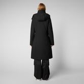 Manteau Alkinia à capuche amovible pour femme en noir | Sauvez le canard