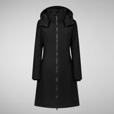 Women's Alkinia Coat with Detachable Hood in Green Black | Save The Duck