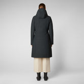 Manteau Alkinia à capuche amovible pour femme en vert noir | Sauvez le canard
