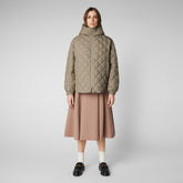 Women's Herrea Hooded Quilted Jacket in Elephant Grey - The Love Recycle Collection by SaveTheDuck | Save The Duck