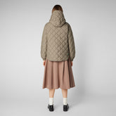 Women's Herrea Hooded Quilted Jacket in Elephant Grey - The Love Recycle Collection by SaveTheDuck | Save The Duck
