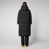 Women's Halesia Long Hooded Puffer Coat in Black | Save The Duck