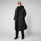 Doudoune longue à capuche Halesia pour femme en noir - Collection Femme | Sauvez le canard