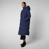 WoMen's animal free Puffer jacket Halesia in navy blue | Save The Duck