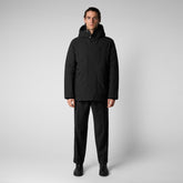 Men's Phrys Hooded Coat in Black - MATT Collection | Save The Duck