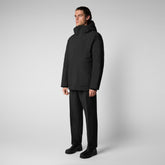 Men's Phrys Hooded Coat in Black | Save The Duck