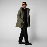 Men's Phrys Hooded Coat in Green Black - MATT Collection | Save The Duck