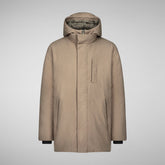 Men's Sesle Hooded Puffer Jacket in Mud Grey | Save The Duck