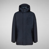 Men's Sesle Hooded Puffer Jacket in Blue Black | Save The Duck