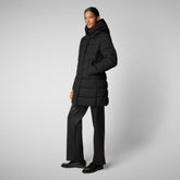 Women's Hooded Animal free Puffer Coat Tatiana in Black - Woman Bureau Collection | Save The Duck