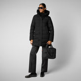 Women's Hooded Animal free Puffer Coat Tatiana in Black - Woman Bureau Collection | Save The Duck