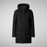 Women's Hooded Animal free Puffer Coat Tatiana in Black | Save The Duck