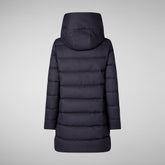 Women's Hooded Animal free Puffer Coat Tatiana in Blue Black | Save The Duck