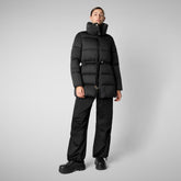 Woman's animal free puffer jacket Petunia in black | Save The Duck