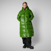 Woman's animal free hooded puffer jacket Clarice in GRASS GREEN - Fashion Woman | Save The Duck