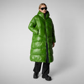 Woman's animal free hooded puffer jacket Clarice in GRASS GREEN - Fashion Woman | Save The Duck