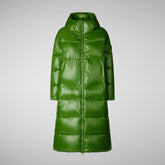 Woman's animal free hooded puffer jacket Clarice in GRASS GREEN | Save The Duck