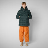 Men's animal free hooded Animal free Puffer jacket Lyle in green black - New In Man | Save The Duck