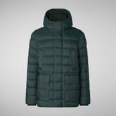 Men's animal free hooded Animal free Puffer jacket Lyle in green black | Save The Duck