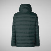 Men's animal free hooded Animal free Puffer jacket Lyle in green black | Save The Duck