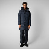 Man's animal free puffer jacket Damon in blue black - Fashion Man | Save The Duck